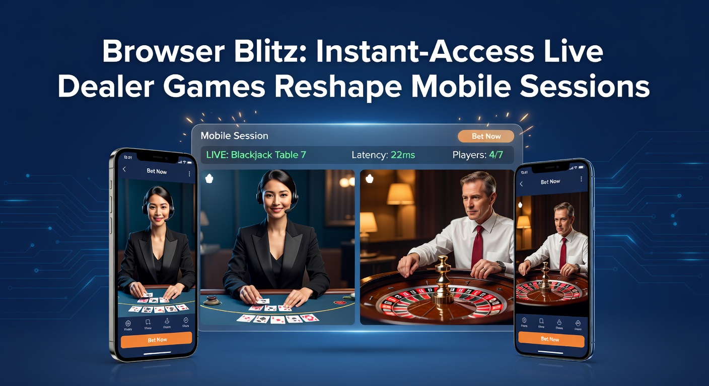 Smartphone screen showing a live dealer roulette table accessed directly through a mobile browser, with cards and chips in sharp focus amid fast-loading interface