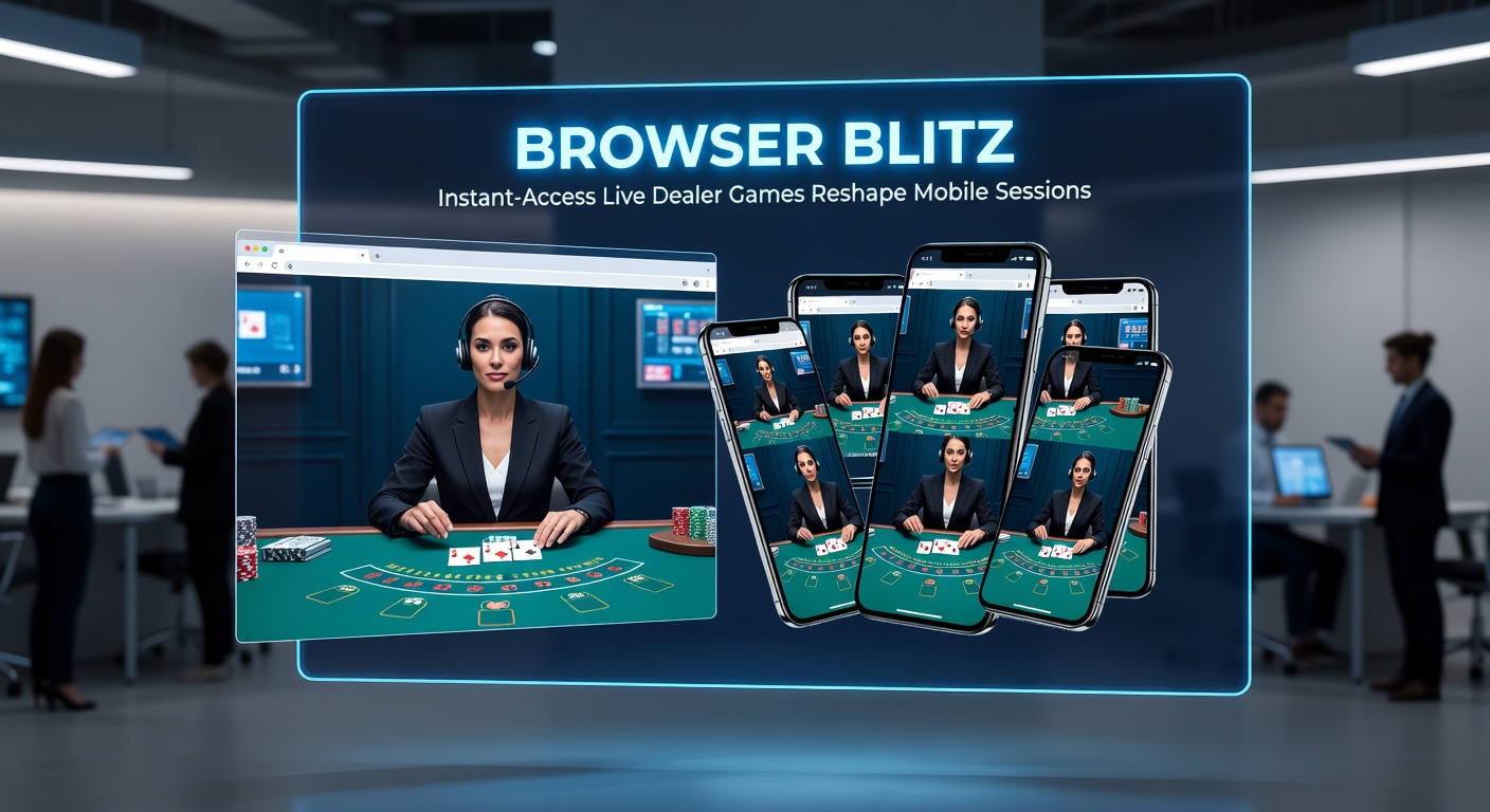 Close-up of a mobile browser interface during a live dealer blackjack hand, featuring the dealer dealing cards, player chips stacked high, and instant bet buttons glowing