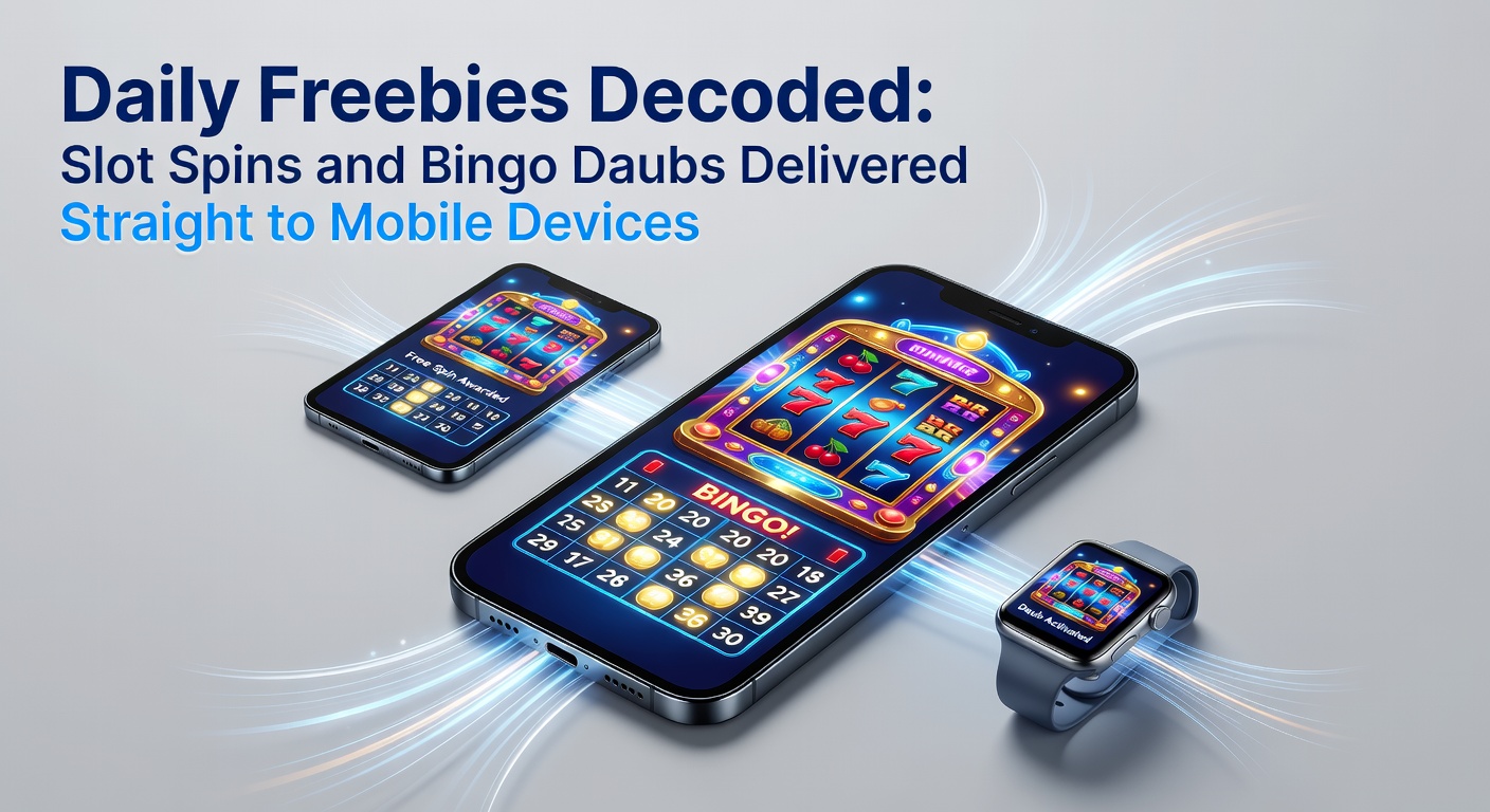 Smartphone displaying vibrant slot machine reels and bingo cards with free spin notifications popping up on screen