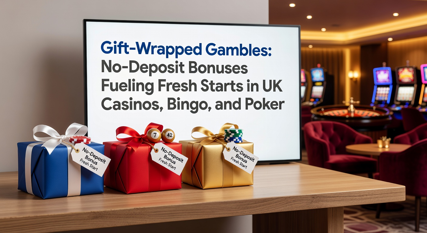 Vibrant online casino interface showing a no-deposit bonus claim button with free spins icons and bingo cards in the background