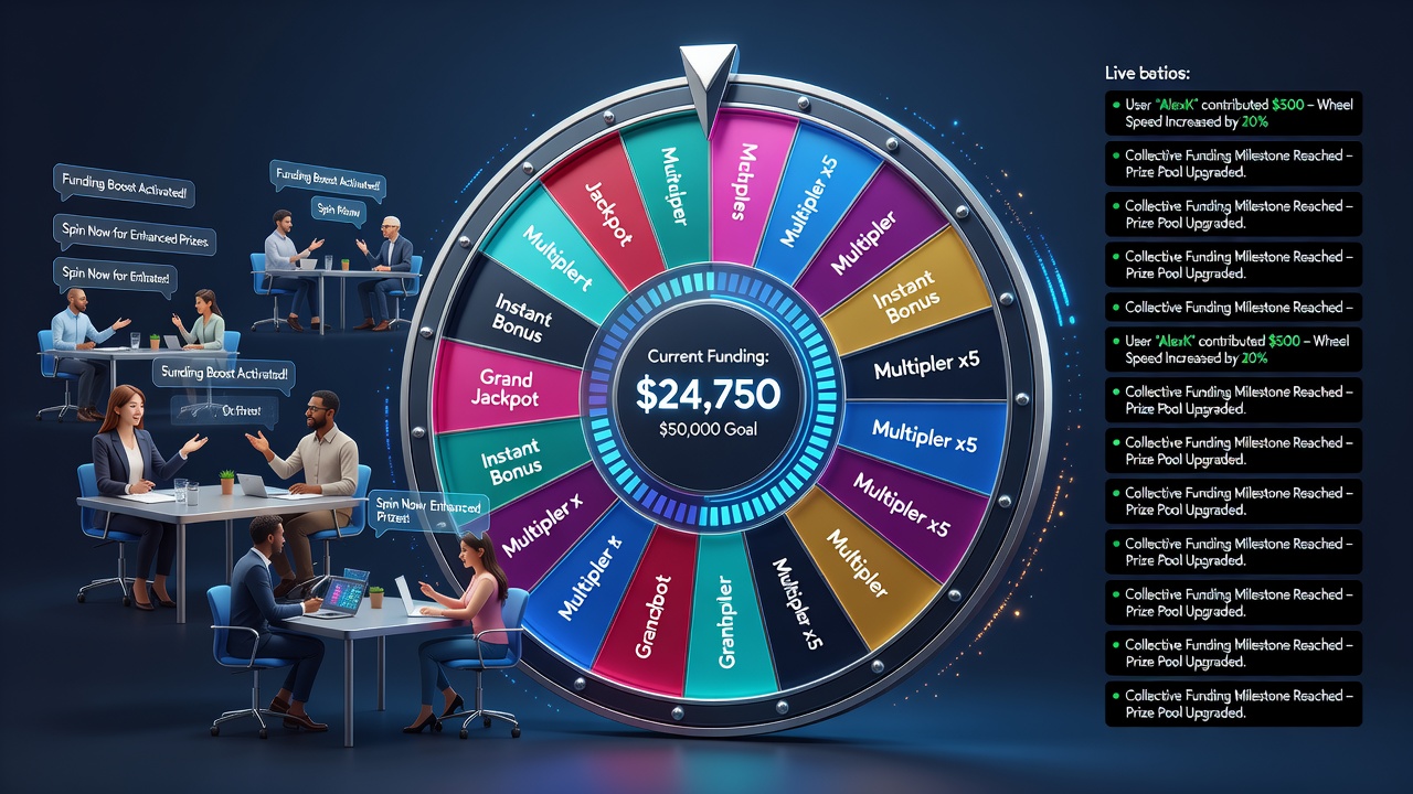Digital prize wheel interface with real-time balance update after instant funding confirmation