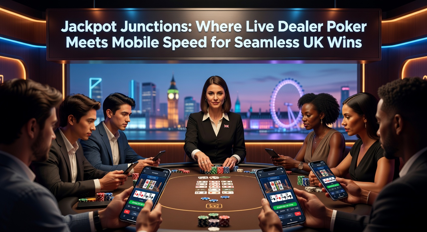 Dynamic live dealer poker table on a mobile screen, showing cards in action and jackpot counters ticking up