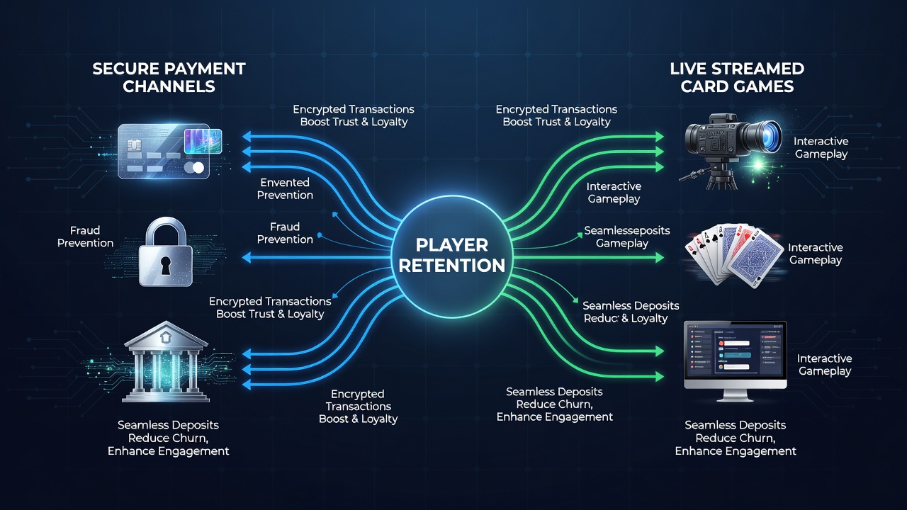 Live card game interface showing encrypted transaction confirmation during streaming session
