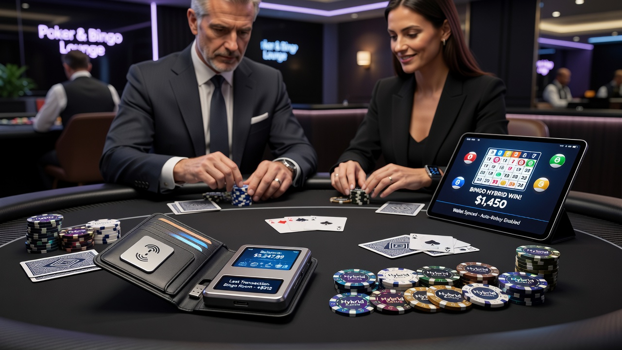 User reviewing transaction history in a wallet app alongside bingo hybrid game interface