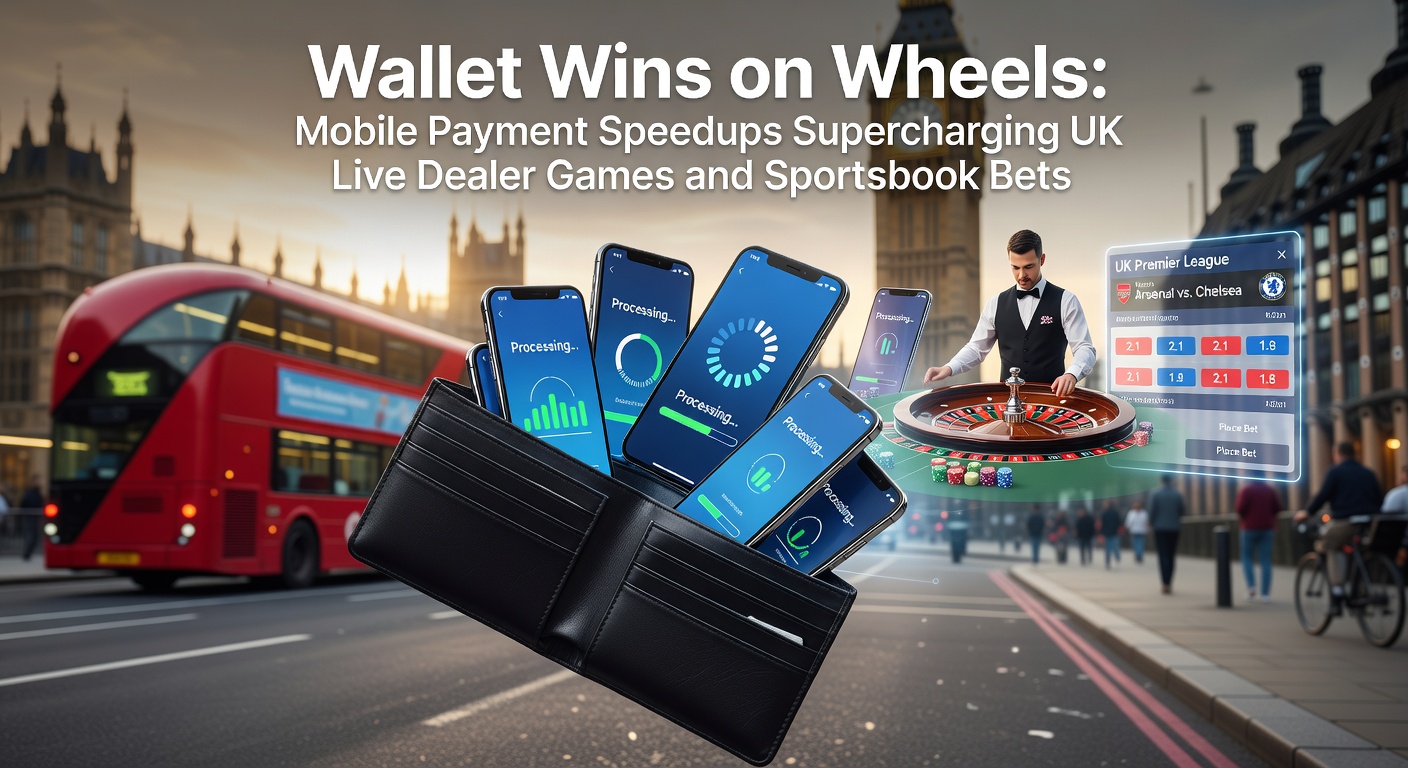Smartphone displaying a live dealer blackjack game with a mobile wallet payment popup overlay, highlighting instant transaction speed